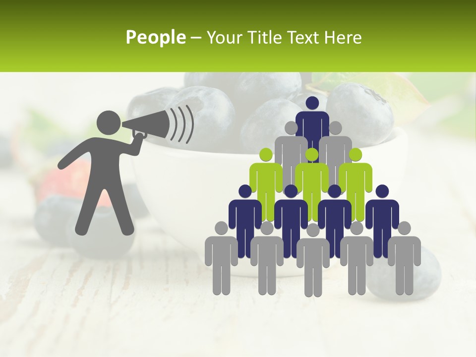 A White Bowl Filled With Blueberries On Top Of A Wooden Table PowerPoint Template