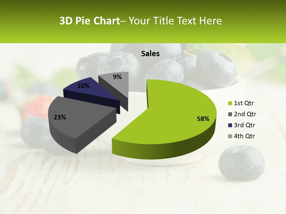 A White Bowl Filled With Blueberries On Top Of A Wooden Table PowerPoint Template