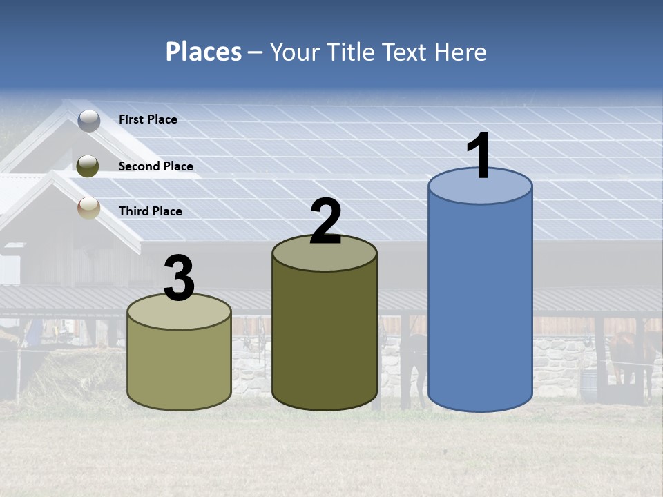 A Farm With Horses And A House With A Solar Panel On The Roof PowerPoint Template