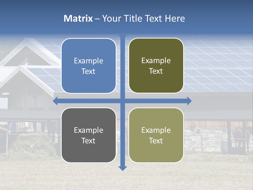 A Farm With Horses And A House With A Solar Panel On The Roof PowerPoint Template