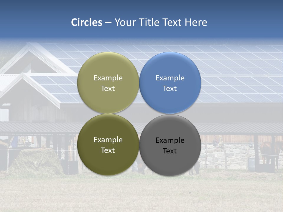 A Farm With Horses And A House With A Solar Panel On The Roof PowerPoint Template