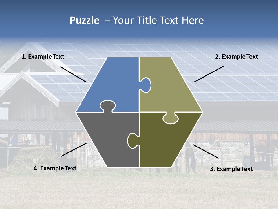 A Farm With Horses And A House With A Solar Panel On The Roof PowerPoint Template