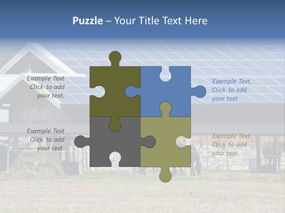 A Farm With Horses And A House With A Solar Panel On The Roof PowerPoint Template