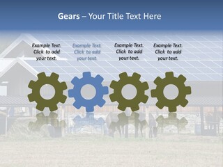 A Farm With Horses And A House With A Solar Panel On The Roof PowerPoint Template