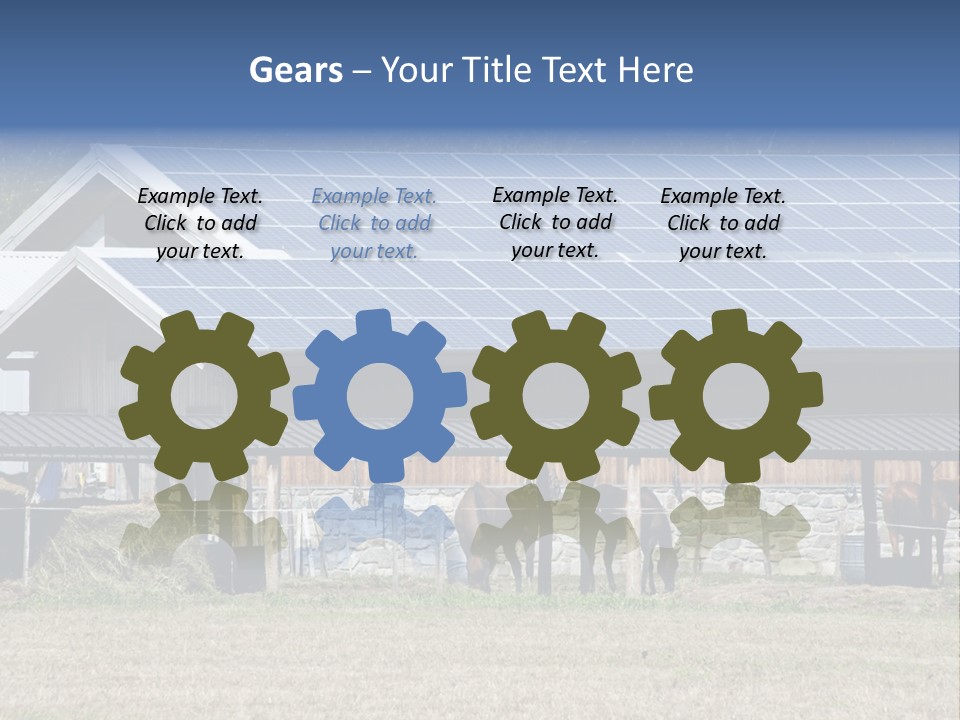 A Farm With Horses And A House With A Solar Panel On The Roof PowerPoint Template