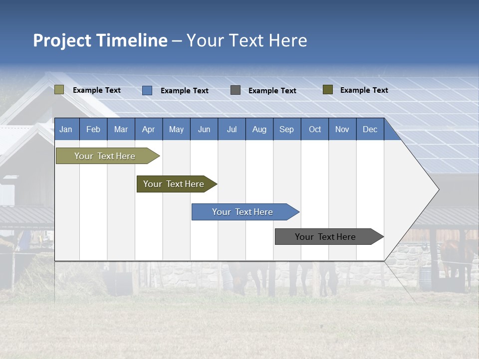 A Farm With Horses And A House With A Solar Panel On The Roof PowerPoint Template