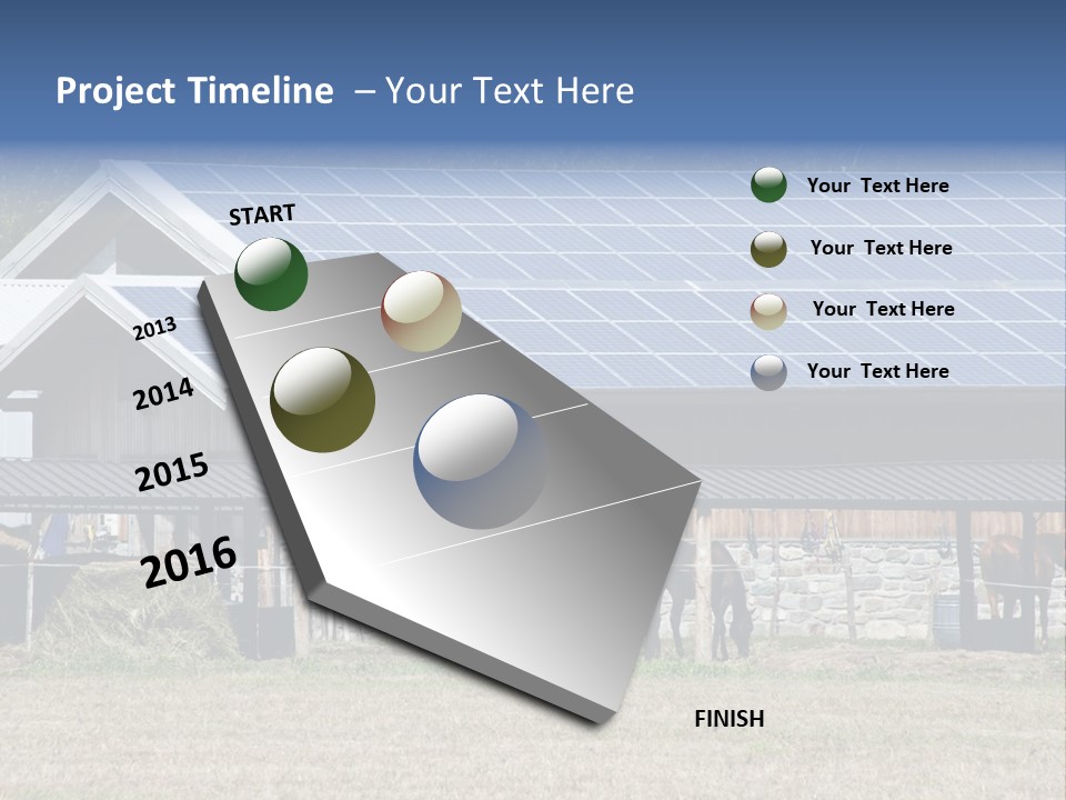 A Farm With Horses And A House With A Solar Panel On The Roof PowerPoint Template