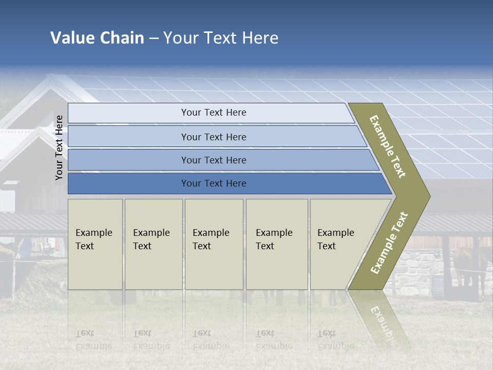 A Farm With Horses And A House With A Solar Panel On The Roof PowerPoint Template