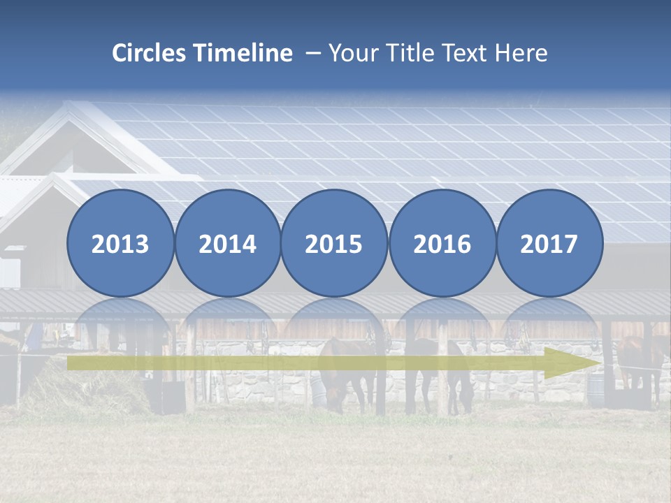 A Farm With Horses And A House With A Solar Panel On The Roof PowerPoint Template