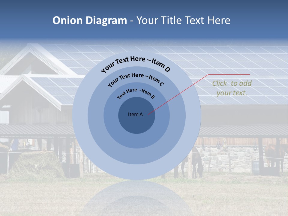 A Farm With Horses And A House With A Solar Panel On The Roof PowerPoint Template