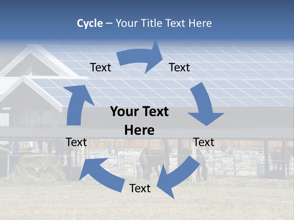 A Farm With Horses And A House With A Solar Panel On The Roof PowerPoint Template