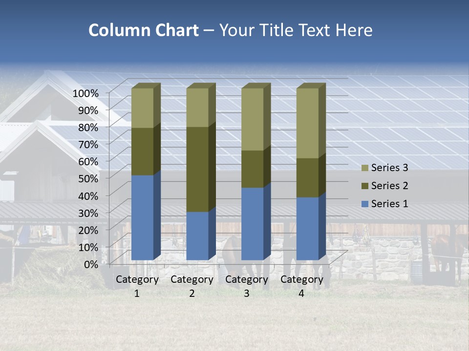 A Farm With Horses And A House With A Solar Panel On The Roof PowerPoint Template