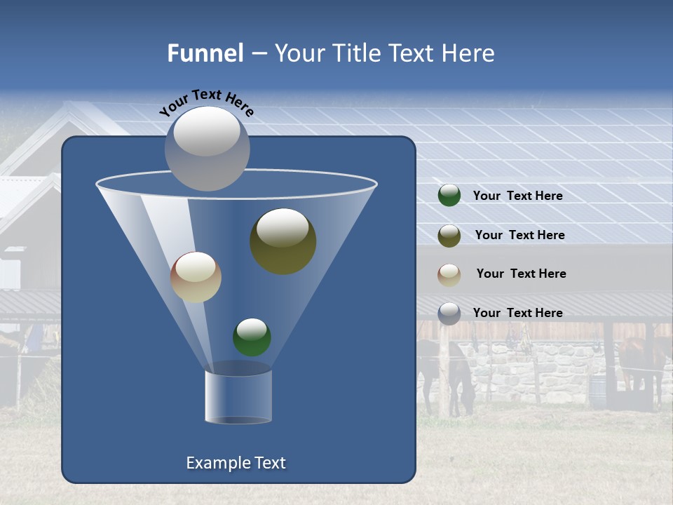 A Farm With Horses And A House With A Solar Panel On The Roof PowerPoint Template
