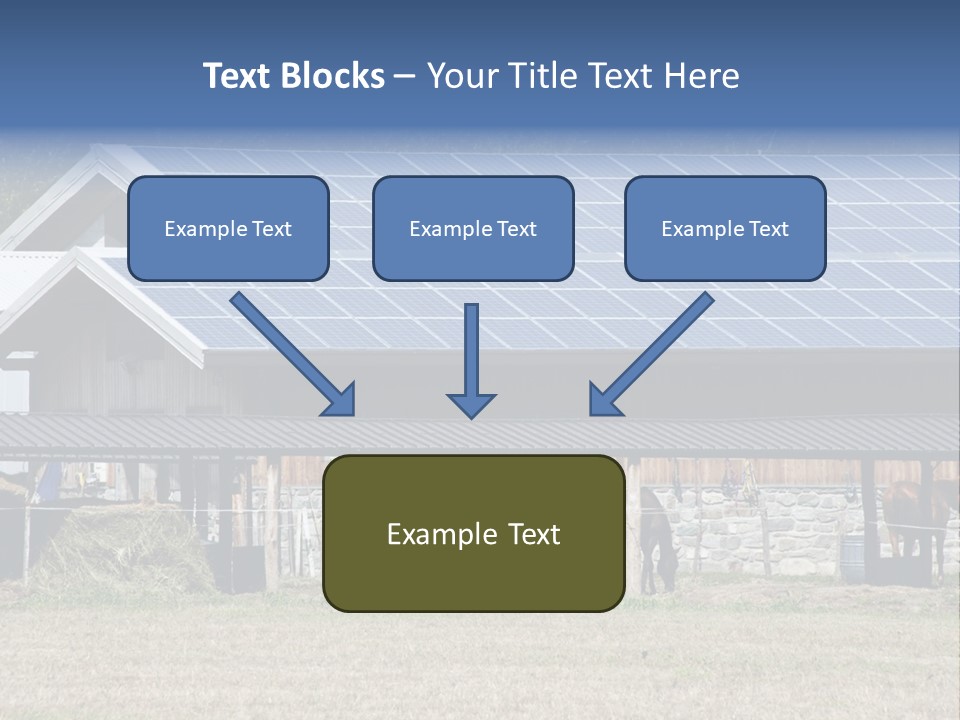 A Farm With Horses And A House With A Solar Panel On The Roof PowerPoint Template