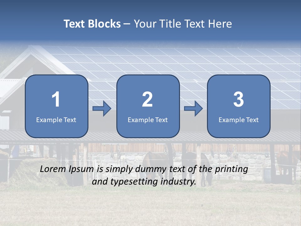 A Farm With Horses And A House With A Solar Panel On The Roof PowerPoint Template