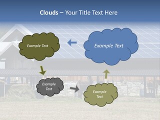 A Farm With Horses And A House With A Solar Panel On The Roof PowerPoint Template