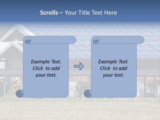 A Farm With Horses And A House With A Solar Panel On The Roof PowerPoint Template