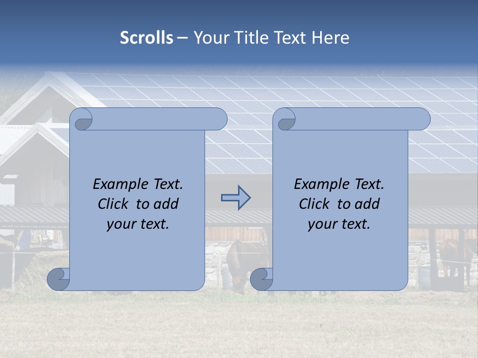 A Farm With Horses And A House With A Solar Panel On The Roof PowerPoint Template