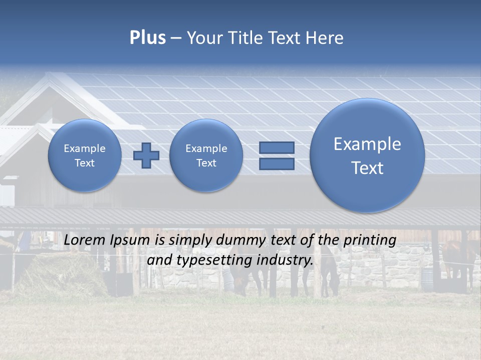 A Farm With Horses And A House With A Solar Panel On The Roof PowerPoint Template
