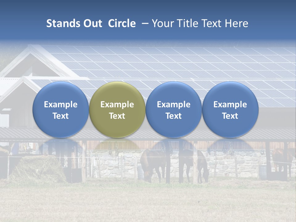A Farm With Horses And A House With A Solar Panel On The Roof PowerPoint Template