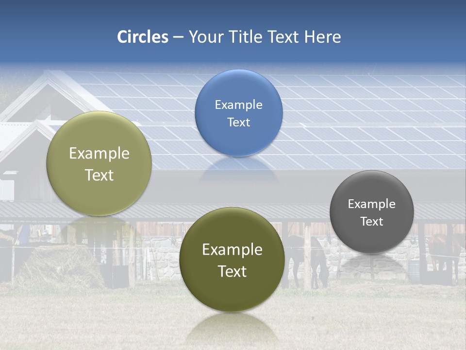 A Farm With Horses And A House With A Solar Panel On The Roof PowerPoint Template