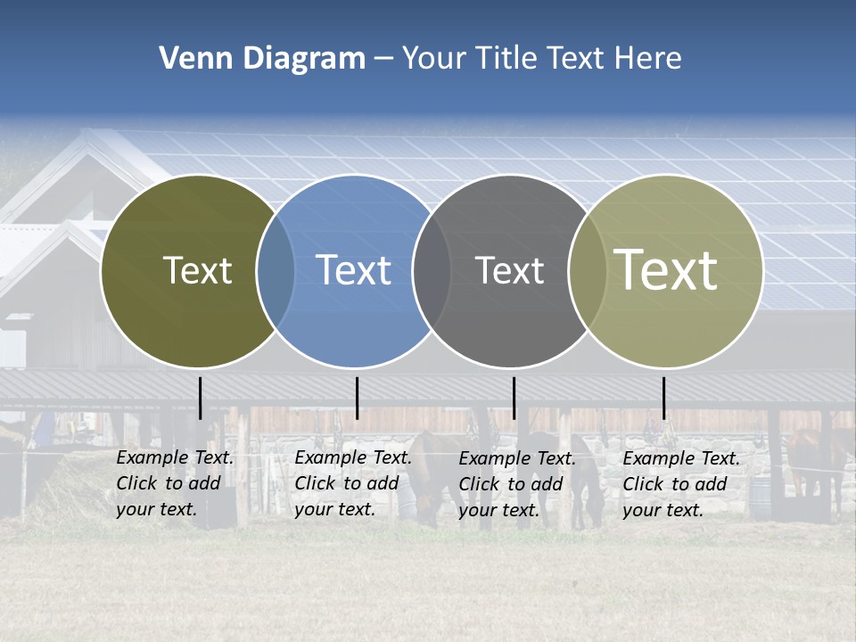 A Farm With Horses And A House With A Solar Panel On The Roof PowerPoint Template