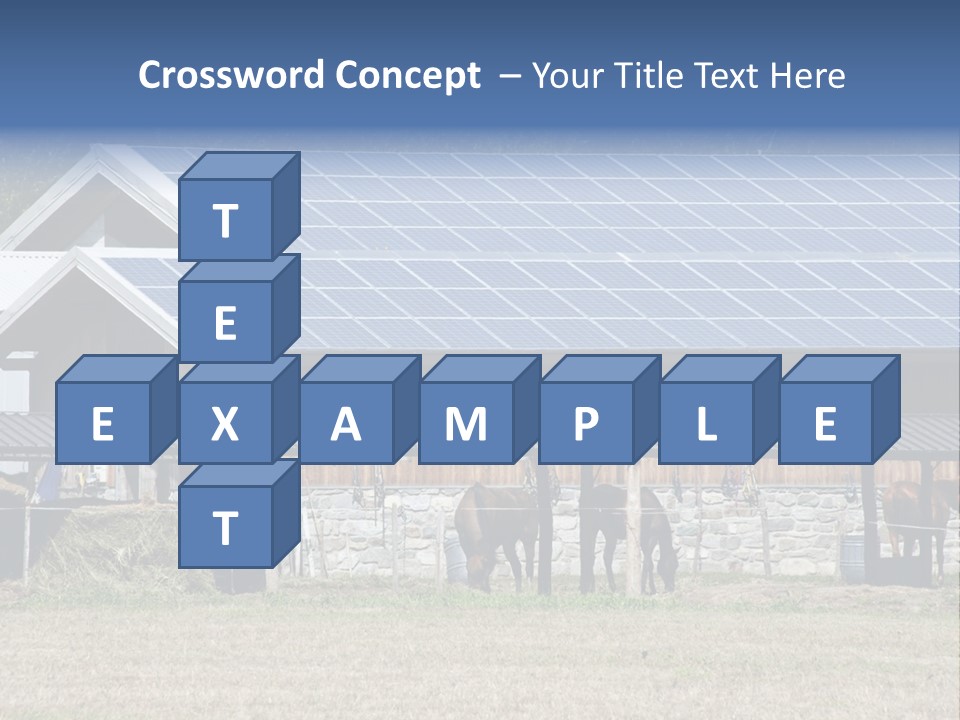 A Farm With Horses And A House With A Solar Panel On The Roof PowerPoint Template