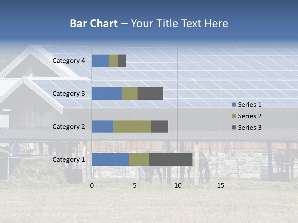 A Farm With Horses And A House With A Solar Panel On The Roof PowerPoint Template