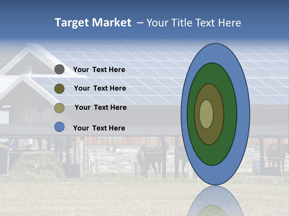 A Farm With Horses And A House With A Solar Panel On The Roof PowerPoint Template