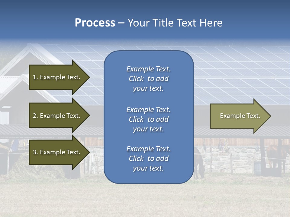 A Farm With Horses And A House With A Solar Panel On The Roof PowerPoint Template