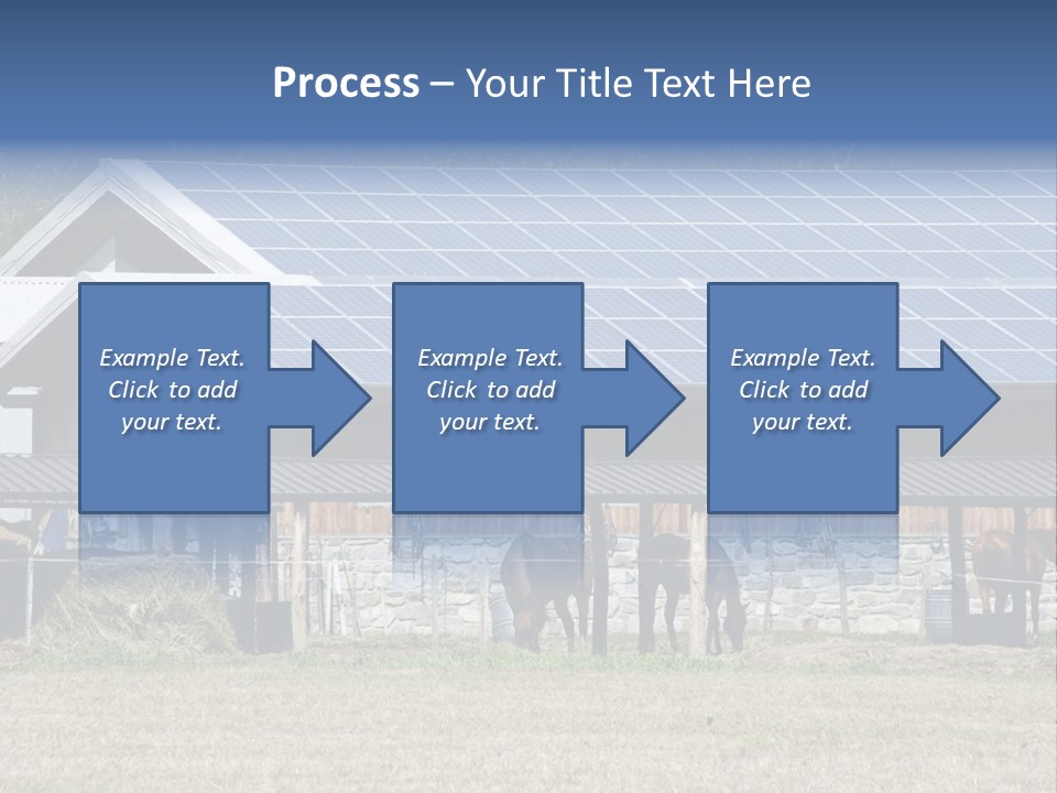 A Farm With Horses And A House With A Solar Panel On The Roof PowerPoint Template