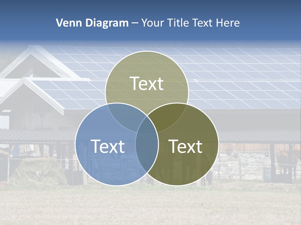 A Farm With Horses And A House With A Solar Panel On The Roof PowerPoint Template