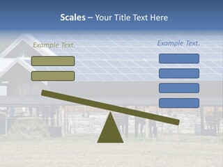 A Farm With Horses And A House With A Solar Panel On The Roof PowerPoint Template
