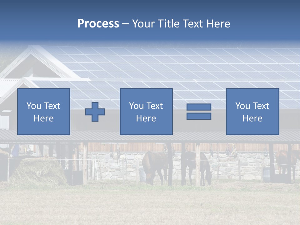 A Farm With Horses And A House With A Solar Panel On The Roof PowerPoint Template