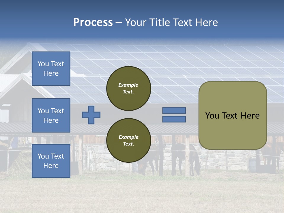A Farm With Horses And A House With A Solar Panel On The Roof PowerPoint Template