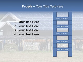 A Farm With Horses And A House With A Solar Panel On The Roof PowerPoint Template