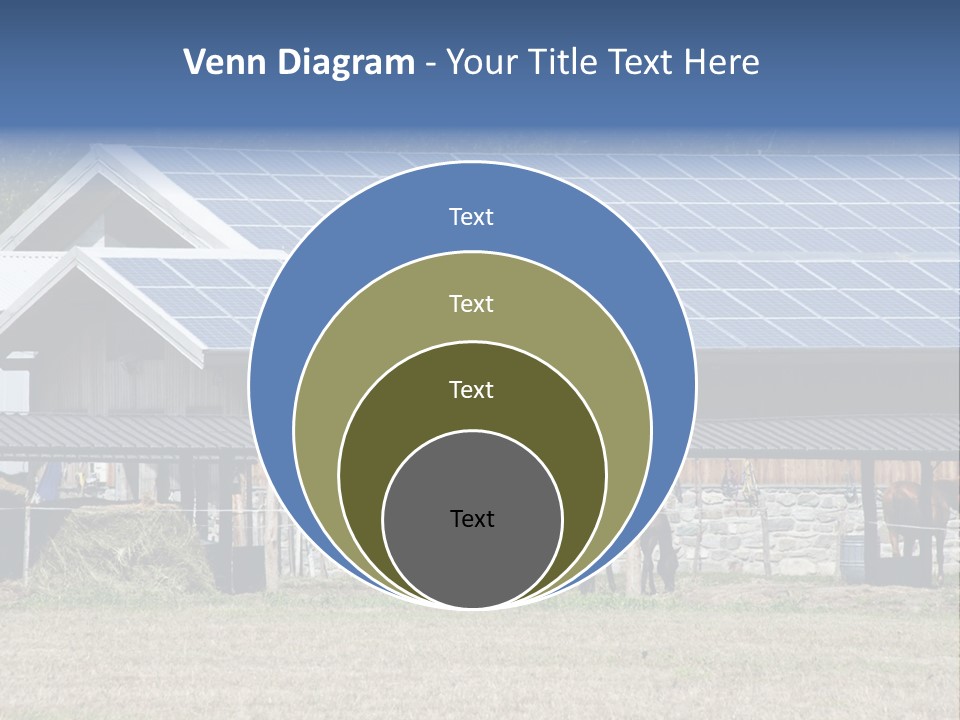 A Farm With Horses And A House With A Solar Panel On The Roof PowerPoint Template