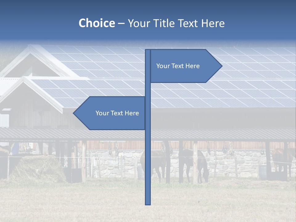 A Farm With Horses And A House With A Solar Panel On The Roof PowerPoint Template