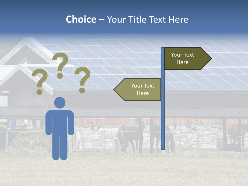 A Farm With Horses And A House With A Solar Panel On The Roof PowerPoint Template