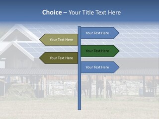 A Farm With Horses And A House With A Solar Panel On The Roof PowerPoint Template
