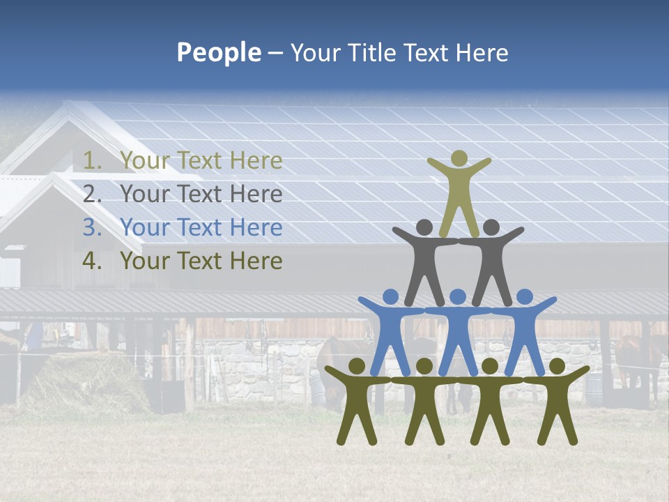 A Farm With Horses And A House With A Solar Panel On The Roof PowerPoint Template