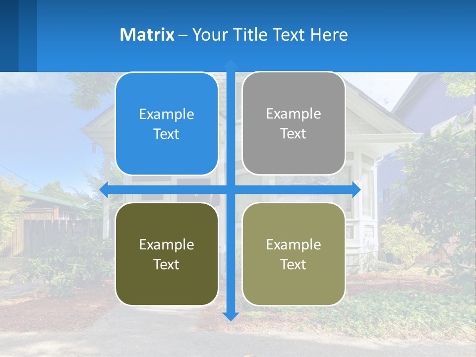 A House With A Blue Sign In Front Of It PowerPoint Template