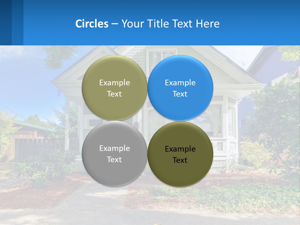 A House With A Blue Sign In Front Of It PowerPoint Template