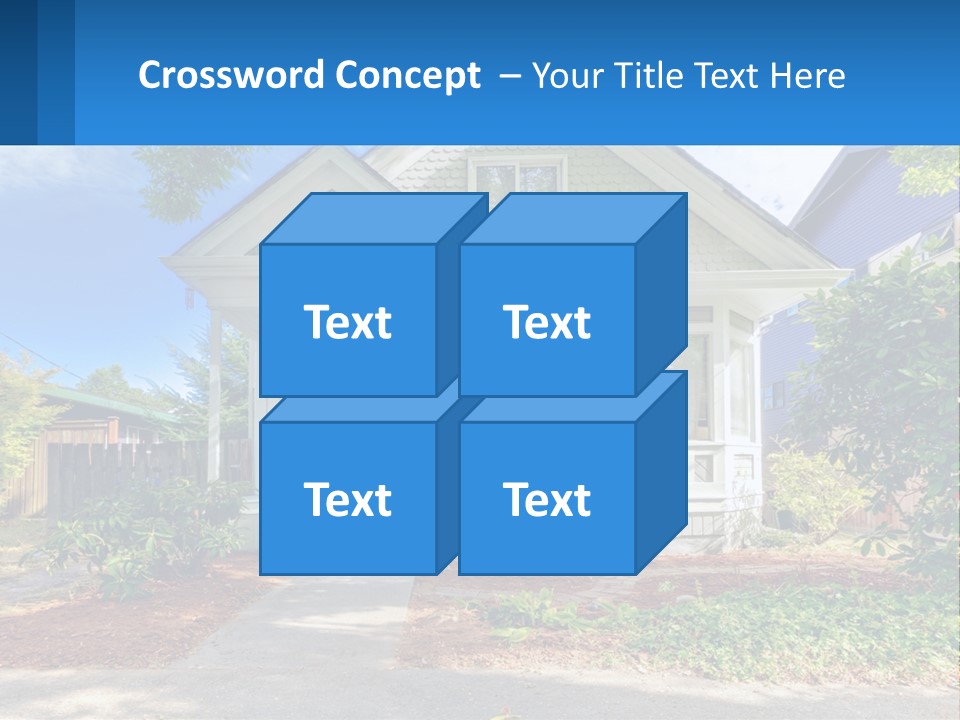 A House With A Blue Sign In Front Of It PowerPoint Template