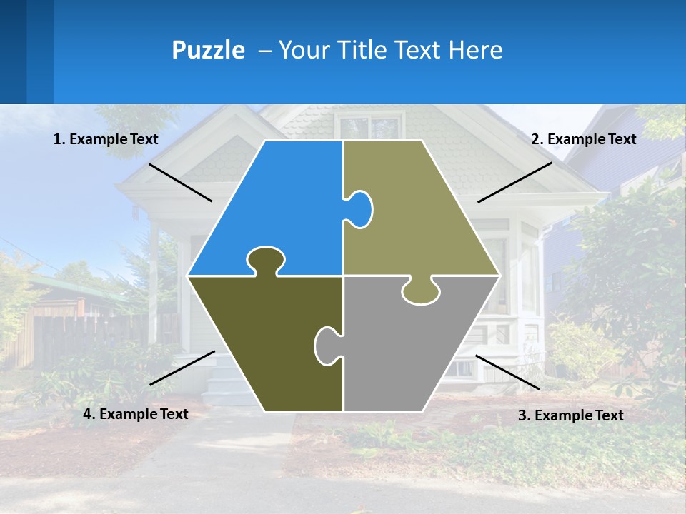 A House With A Blue Sign In Front Of It PowerPoint Template