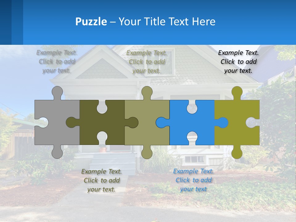 A House With A Blue Sign In Front Of It PowerPoint Template