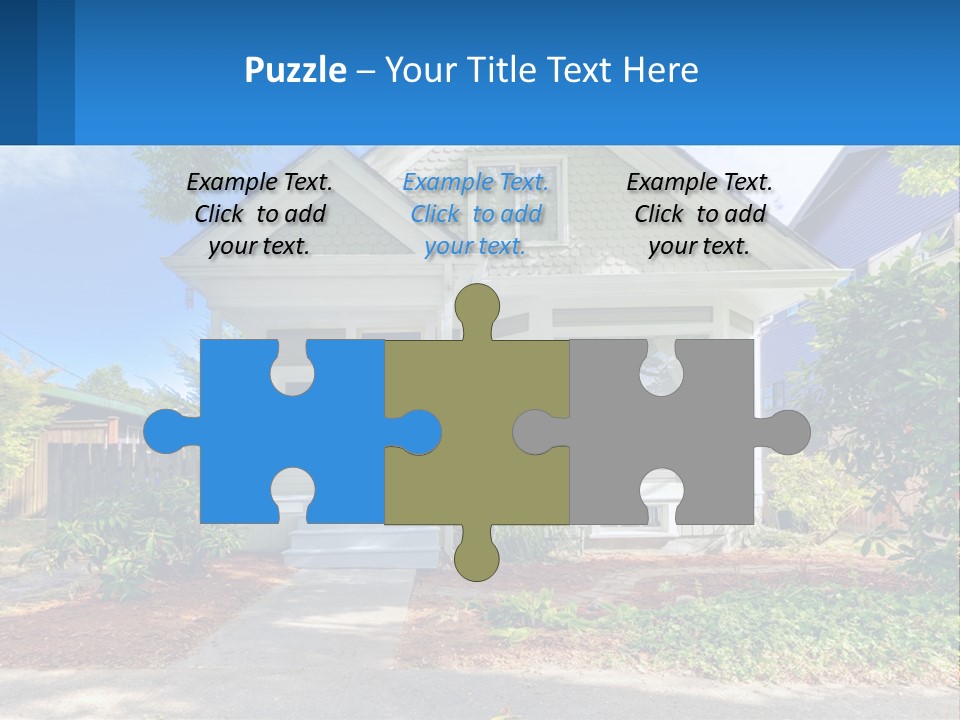 A House With A Blue Sign In Front Of It PowerPoint Template