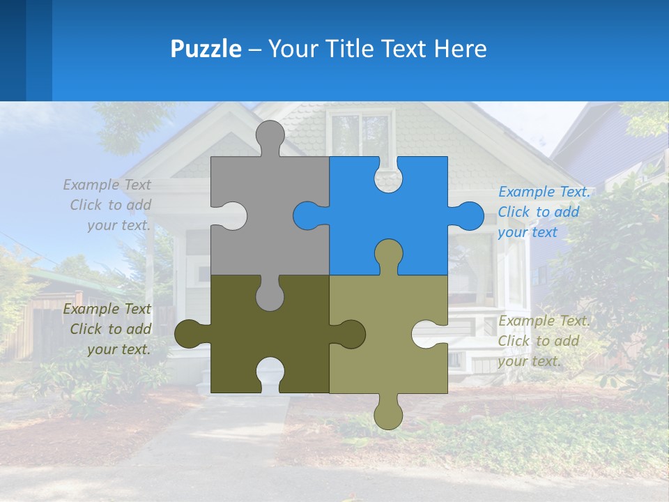 A House With A Blue Sign In Front Of It PowerPoint Template