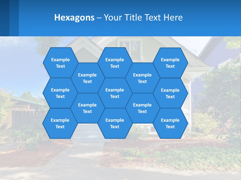 A House With A Blue Sign In Front Of It PowerPoint Template