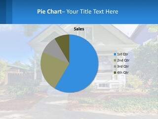 A House With A Blue Sign In Front Of It PowerPoint Template